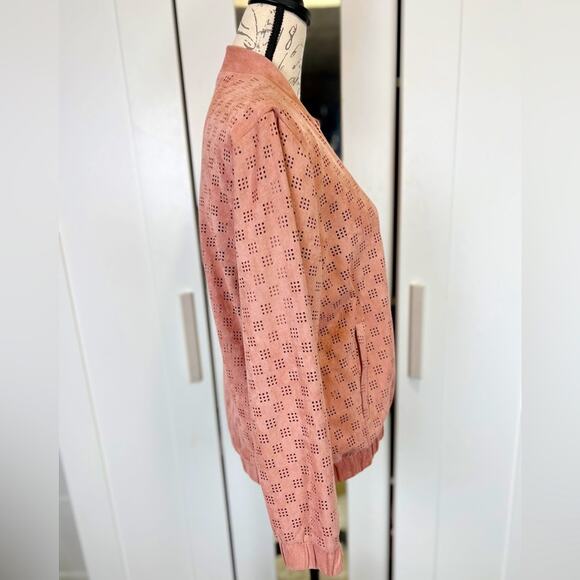 REBECCA ELLIOT NWOT Faux Suede Bomber Jacket Size Large - Picture 6 of 9